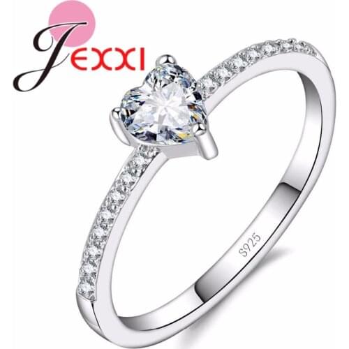 Elegant Heart Ring for Women Wedding Party Promise Jewelry Micro Inlay Rhinestone Fashion 925 Sterling Silver Anillos