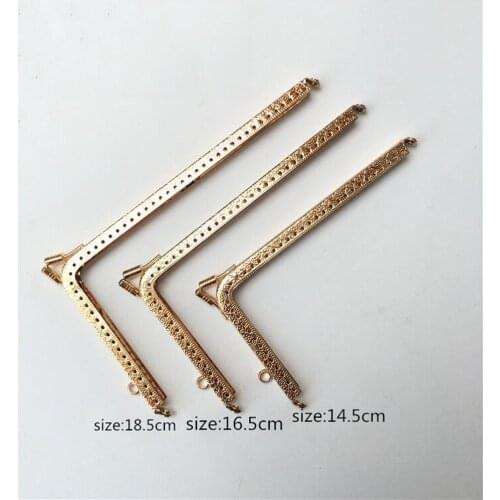 Golden color right angle embossing pattern 3 size metal purse frame clasp bag hardware accessories 10pcs/lot