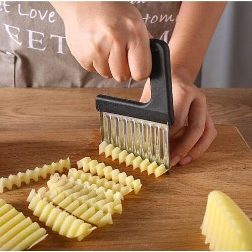 1Pc Wavy Potato Slicer Cutter Stainless Steel Potato Slicer Vegetable Chopper Veggie Slicer Gadgets Kitchen Tools Accessories