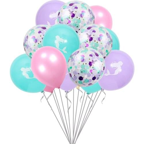 10pcs 12inch Sweet Little Mermaid Latex Balloons Baby Shower Party Happy Birthday Ballons for Wedding Birthday Party Decorations