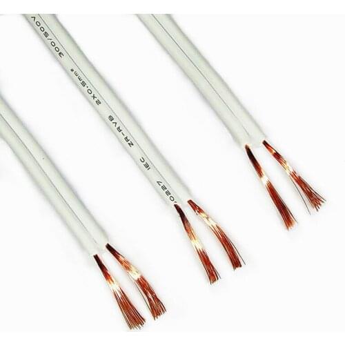 2 core 0.5/0.75/1.0 Square Parallel Wire 17 18 20AWG LED light Box Monitoring Power White Speaker Flat Power Cord Copper Wire