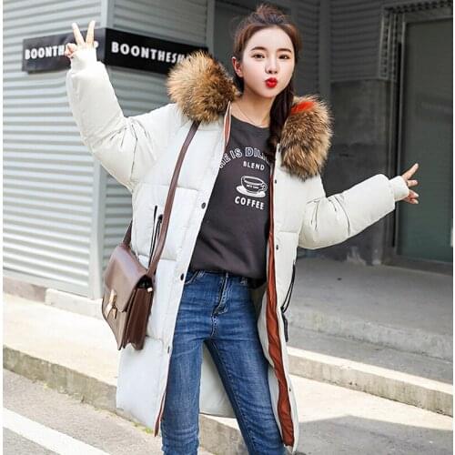 2019 Winter New Pattern Korean Easy Long Fund Down Jackets Woman Hair Lead Even Hat Bread Serve Frivolous Clothes Loose Coat