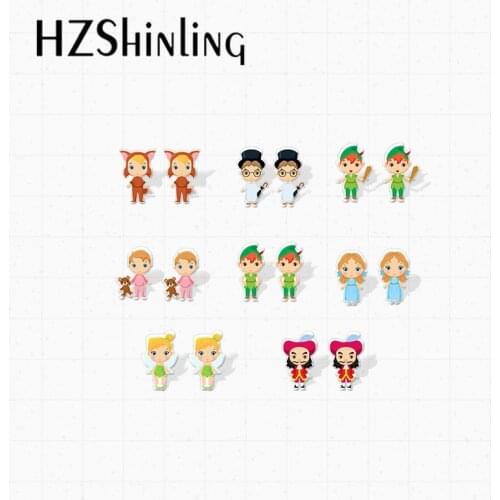 2021 New Arrival Lovely Peter Pan and Wendy Fairy Pirate Characters Epoxy Acrylic Earrings Handcraft Resin Stud Earrings