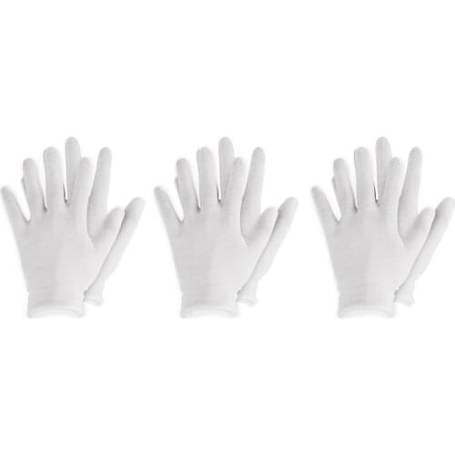 3 Pairs White Cotton Gloves Soft Work Hands Gloves for Dry Hand Moisturizing Cosmetic Hand Spa and Coin Jewelry Inspection