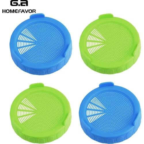 4/2 Sprouting Lid Food Grade Mesh Sprout Cover Kit Seed Growing Germination Vegetable Silicone Sealing Ring Lid For Mason Jar