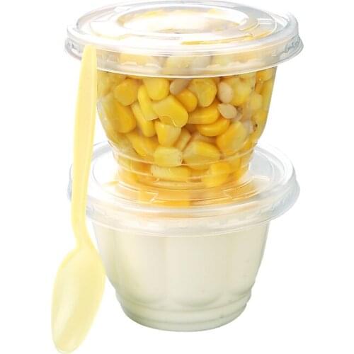 70pcs Disposable transparent corn ice cream salad plastic cup jelly yogurt pudding takeaway packaging cups with lid