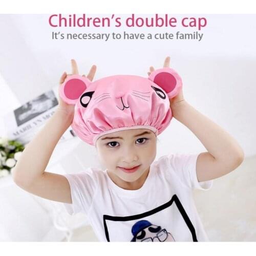 Baby Cartoon Shower Cap Double Layer Waterproof Satin Creative Models EVA Cute Washing Bath Cap Head Cover Care Shower Products