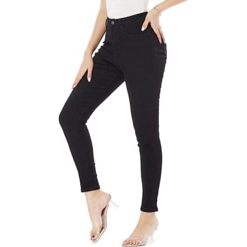 Solid Color High Waist Jeans Women Ladies Casual Wild Slim Skinny Pants Daily Fitting Simple Stretch Pencil Trousers Bigger Size