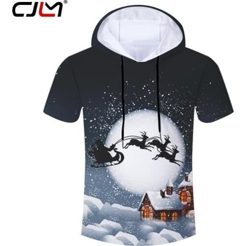 CJLM Winter Christmas Man Animal T-shirt 3D Printed Moon And Elk Harajuku Best Selling 6XL Mens Hooded Tshirt