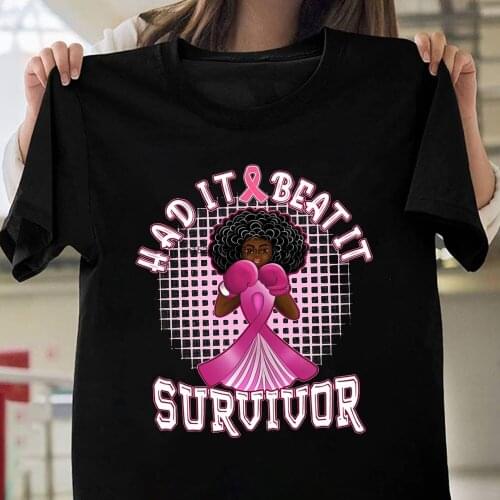 Had It Beat It Survivor Boxing Melanin Black Queen Breast Cancer Awareness T shirt Funny Gift