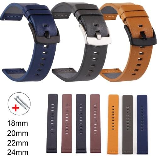 Genuine Leather Watchband Wrist Strap 18mm 20mm 22mm 24mm Watch Band With Silver / Black Stainless Steel Buckle Bracelet