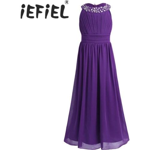 IEFiEL Flower Girls Dresses Kid Girls Elegant Children Tulle First Communion Dress Party Long Maxi Sequins Chiffon Tulle Dresses