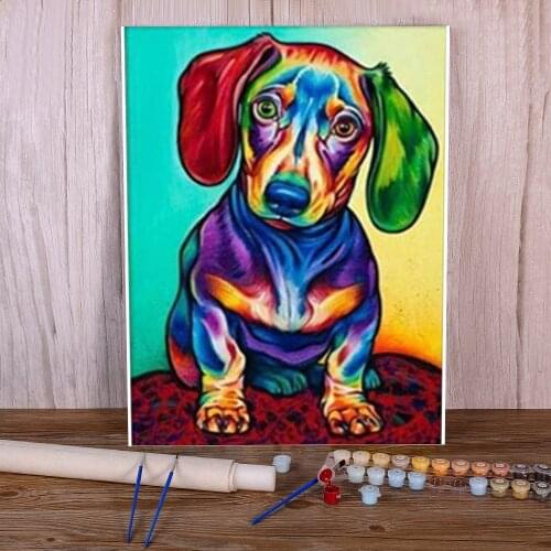 Animal Dog Labrador DIY Paint By Numbers Package Oil Paints 50*70 Canvas Pictures Home Decor For Kids Wholesale Handiwork