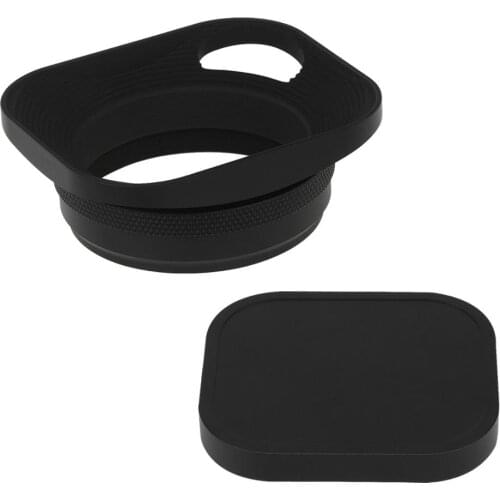 Haoge Square Metal Lens Hood Hollow Out Designed with 49mm Adapter Ring + Cap for Fuji FinePix X100 X100S X100T X70 X100F X100V