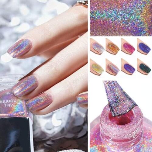 1 Bottle Sequins Glitter Nail Polish Glossy Polish Nail Pigment Nail Art Supplies SSwell
