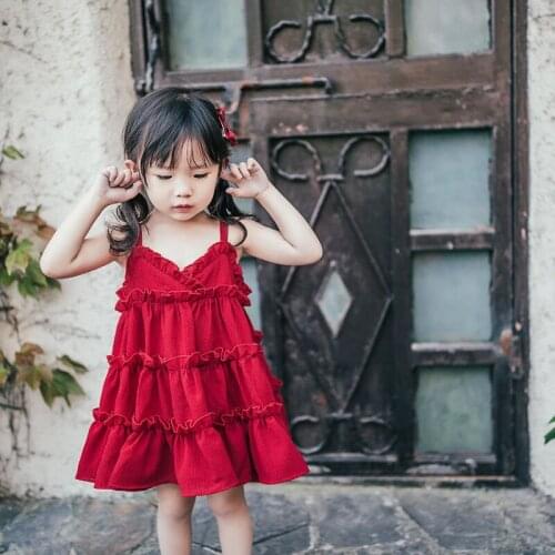 Summer Princess Dress For Girls Clothes Kids Sweet Princess Party Wedding Beach Casual Red Dresses Birthday