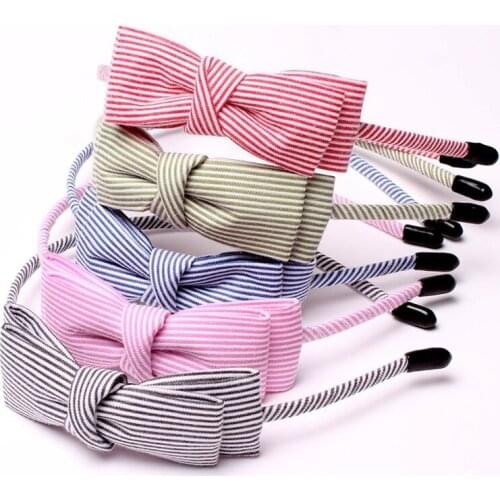 Cute Bows Girls Hairbands Maiden Headbands Children Hair Hoop Boutique Tiara Striped Headwear Women Lady Hair Accessories
