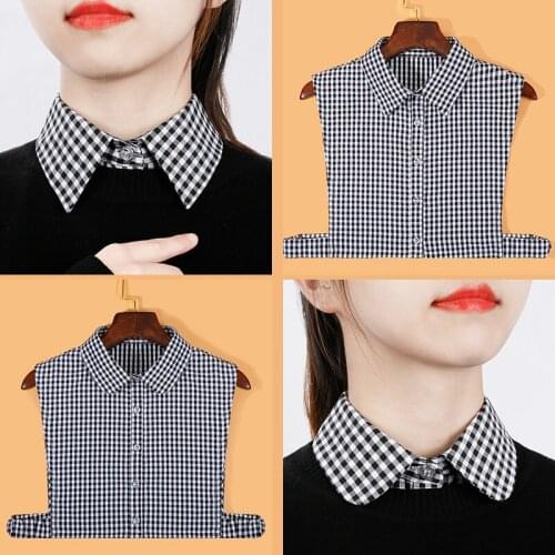 Fashion Black Plaid Womens Fake Collar 2021 New High Quality Ladies False Blouse Collar Half Shirt