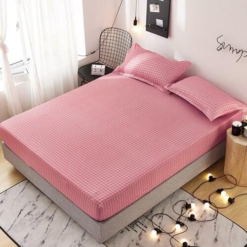 Fashion Red Plaid Printed Fitted Sheet with Pillowcases Bed Sheet Corners with Elastic Band Twin Full Queen King Mattress Covers