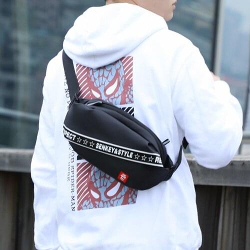 Fashionable Mens Chest Bag Trend Letter Crossbody Waist Shoulder Bag ,Waterproof, Reflective Strip