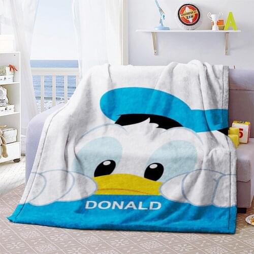Disney Cartoon Cute Donald Duck Daisy Pattern Flannel Thick Soft Comfort Blanket Baby Boys and Girls Gift Cushion Bedding Set