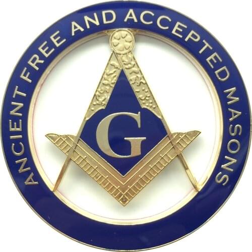 3" Masonic Car Emblem Gold Ancient Free And Accepted Mason Auto Truck Motorcycle Decal Sticker Badge With Red Adhesive