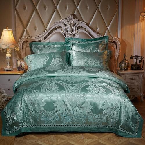 2020 new products Cotton Embossed Satin Jacquard bed sheet set Quilt / Duvet Cover Bed Set luxury bedding king size 4-piece set