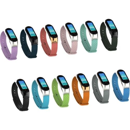 Strap For Mi Band 5 / 4 / 3 Strap Carbon Fiber Metal Case Fashion Bracelet For Xiaomi Mi band 5 Wriststrap Mi band 4 3 Strap