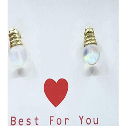 S925 silver needle Korea ins creative colorful small bulb earrings girl heart temperament earrings cute small earrings
