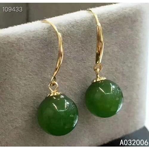 KJJEAXCMY 18K gold natural Jasper bead earrings new ladies luxury jade eardrop support test