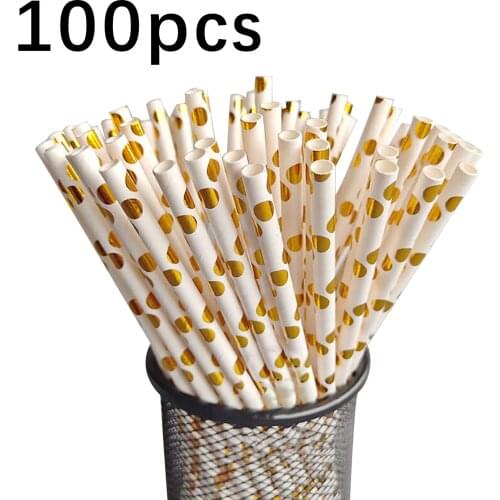 100pcs/Set Disposable Paper Straws Creative Glitter Drinking Straw Fashion Birthday Party Supplies Mix Stripes Rietjes Tableware