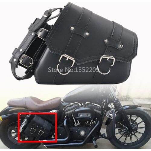 Right Side Solo Swing Saddlebag Tools Bag W/ Drink Cup Holder Universal For Harley Honda Yamaha Suzuki Cafe Racer Chopper Bobber