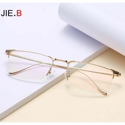 Titanium Art Ultralight Fashion Half-Frame Flat Mirror Glasses Men Fashion Custom Myopia Mirror Gloss IP Plating Hyperopia Women