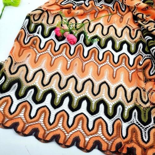 Knitting Lace Fabrics Zig Zag Wave Striped Lace Crochet Mesh Fabric Diy Fashion Cloth 155CM/1078