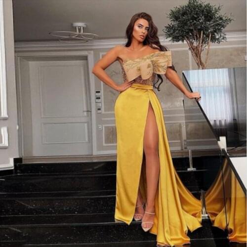 Only Sell Skirt Yellow Sheat Women Skirts High Waist Long Satin Skirt High Side Split Custom Made Female Birthday Skirt no top
