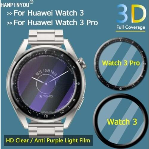 For Huawei Watch 3 / Pro Ultra Clear / Purple Light Full Cover 3D Curved Plating Soft PMMA PET Film Screen Protector -Not Glass