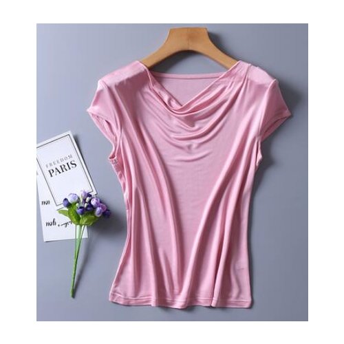 Womens spring summer thin 100% Natural silk T-shirt female elastic casual breathable summer plus size silk shirt tops TB1168