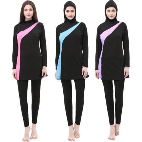 Women Stripe Printed Muslim Swimwear Hijab Muslimah Islamic Plus Size 5XL Swimsuit Swim Surf Wear Sport Burkinis Hooded Swimsuit