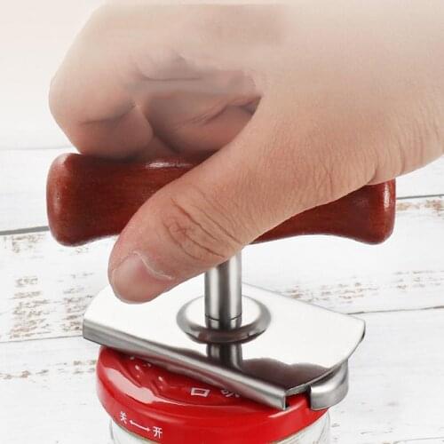 1Pcs Manual Stainless Steel Wooden Handle Opener Can Jar Easy Adjustable Diameter 2.3 CM 10 CM Kitchen Tool Accessories Gadgets