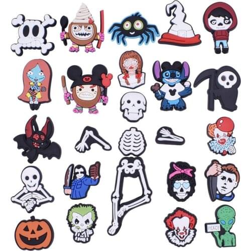 1pcs Shoe Decoration Buckle croc Charms Accessories Halloween ghost spider DIY Combination Bracelets party Gifts