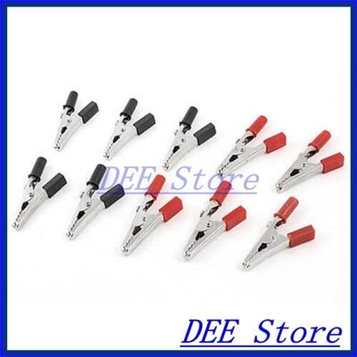 10mm Jaw Open Width Insulated Alligator Clips Test Lead Clamps x 10