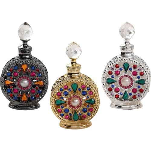 15mL (0.5oz) Vintage Style Refillable Dubai Metal Empty Perfume Bottle