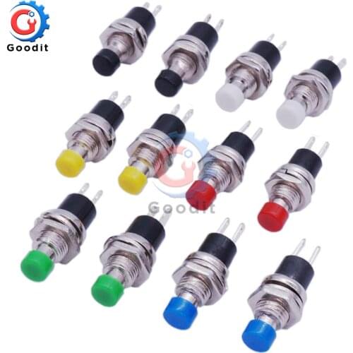 5pcs PBS-110 7MM 2 Pins Momentary Push Button Switch Press the Reset Switch Momentary On Off Push Button Micro Switch Normally