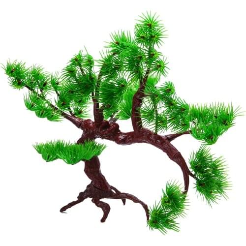 Aquarium Rock Bonsai Ornament Fish Tank Rockery Artificial Pine Tree Plant Decoration Big Size 30x18x18cm