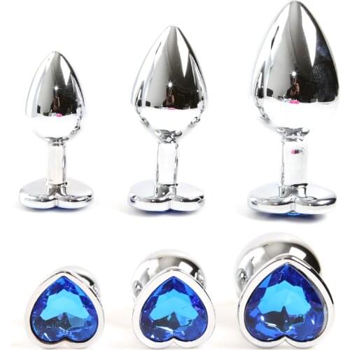 Stainle Steel Heart Metal Anal Plug Small-Large-Sized Jewelry Crystal Anus Butt Beads Dildo Anal Sex toys for Men Women Couples