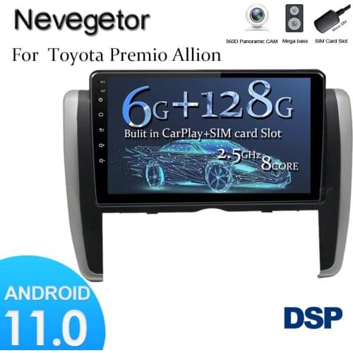 Android 11 Car GPS For Toyota Premio 2009 Allion 2015 2014 2013 Radio Tape Recorder Bluetooth Navigation Multimedia Head Unit
