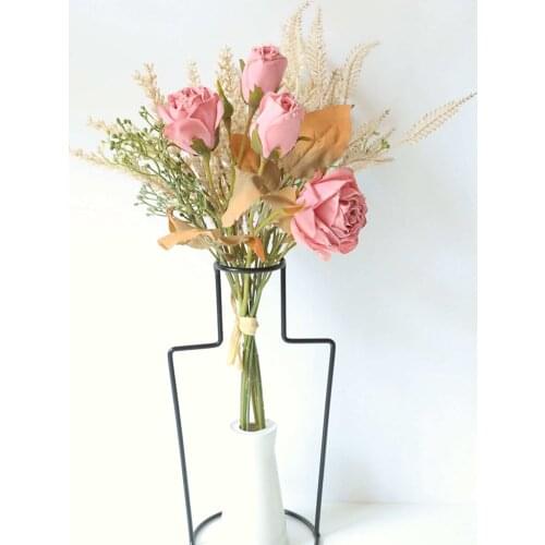 1 Bunch Artificial Rose and Corn Ear Bouquet Wreath Flowers Silk Fake Flowers Wedding Party Home Decor Flower DIY Scrapbooking