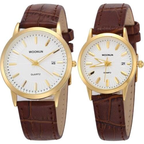 Luxury Couple Watches Lovers Watches Genuine Leather Strap Quartz Wristwatches Fashion Casual Men Women Pair Watches Best Gift