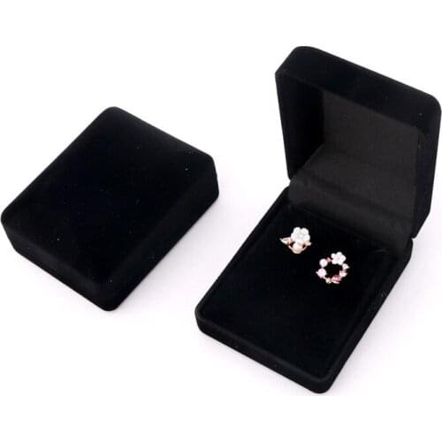 Black Jewelry Box Wholesale 2pcs/lot Velvet Plastic Necklace Earrings Packaging Display Cases Cheap Jewelry Carring Case