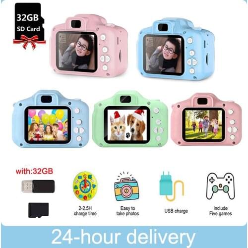 Children Kids Camera Portable Selfie Digital Video Recorder Camera with 32GB Memory Card Toy for Girls Boys Xmas Birthday Gifts
